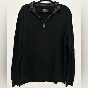 UNTUCKit Sweater Mens L Black 1/4 Quarter Zip Merino Wool Pullover Golf Outdoor